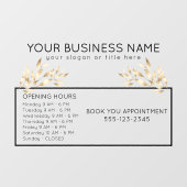 Autocollant Pour Fenêtre Heures d'ouverture de rendez-vous de feuilles d'or (Feuille)