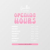 Autocollant Pour Fenêtre Heures d'ouverture de salon de beauté tendance ros (Feuille)