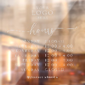 Autocollant Pour Fenêtre Heures d'ouverture de script élégant minimal Logo (Feuille 2)
