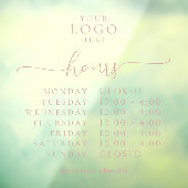 Autocollant Pour Fenêtre Heures d'ouverture de script élégant minimal Logo (Feuille 3)