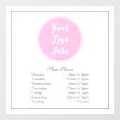 Autocollant Pour Fenêtre Heures d'ouverture de votre logo (Feuille)