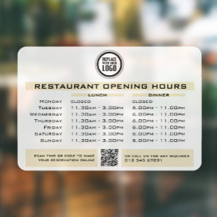 Autocollant Pour Fenêtre Heures d'ouverture déjeuner dîner personnalisées c