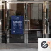 Autocollant Pour Fenêtre Heures d'ouverture d'entreprise avec code QR de lo (Porte de bureau)