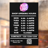 Autocollant Pour Fenêtre Heures d'ouverture d'entreprise avec logo et code  (Feuille 2)