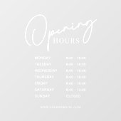 Autocollant Pour Fenêtre Heures d'ouverture d'entreprise blanches Script si (Feuille)