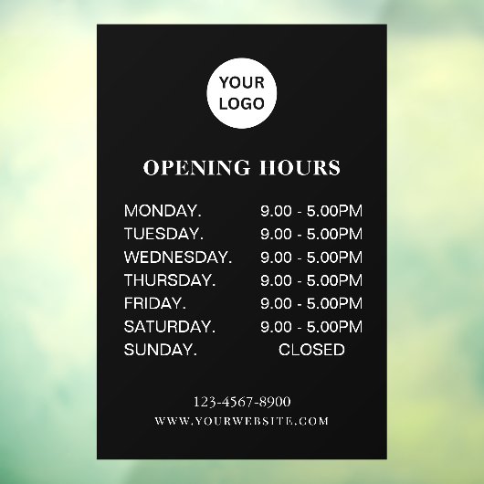 Autocollant Pour Fenêtre Heures d'ouverture d'entreprise blanches Simple sc (Feuille 3)