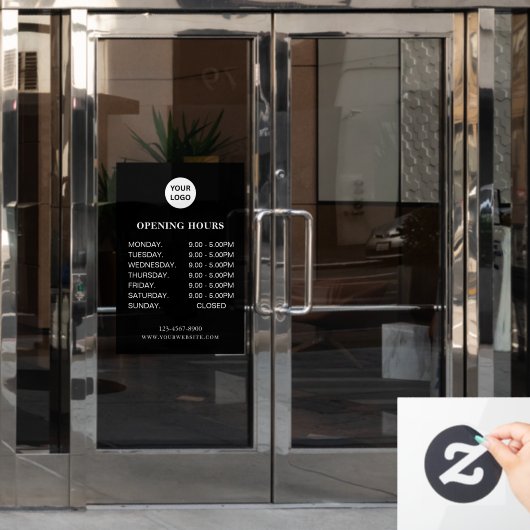 Autocollant Pour Fenêtre Heures d'ouverture d'entreprise blanches Simple sc (Porte de bureau)