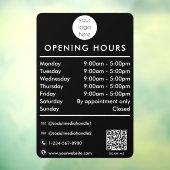 Autocollant Pour Fenêtre Heures d'ouverture d'entreprise Code QR Logo Noir (Feuille 3)