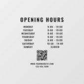 Autocollant Pour Fenêtre Heures d'ouverture d'entreprise Code QR minimalist (Feuille)