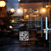 Autocollant Pour Fenêtre Heures d'ouverture d'entreprise Code QR minimalist