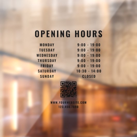 Autocollant Pour Fenêtre Heures d'ouverture d'entreprise de code QR minimal (Feuille 2)