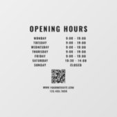 Autocollant Pour Fenêtre Heures d'ouverture d'entreprise de code QR minimal (Feuille)