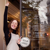 Autocollant Pour Fenêtre Heures d'ouverture d'entreprise moderne avec logo 