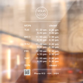 Autocollant Pour Fenêtre Heures d'ouverture d'entreprise modernes avec code (Feuille 2)