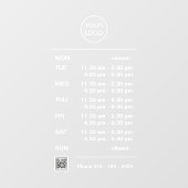 Autocollant Pour Fenêtre Heures d'ouverture d'entreprise modernes avec code (Feuille)