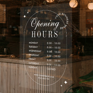 Autocollant Pour Fenêtre Heures d'ouverture d'entreprise tendance minimalis