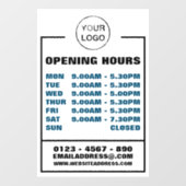 Autocollant Pour Fenêtre Heures d'ouverture des affaires, informations et l (Feuille)