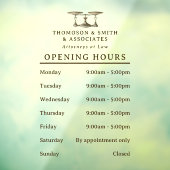 Autocollant Pour Fenêtre Heures d'ouverture des balances de justice Gavel P (Feuille 3)