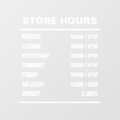 Autocollant Pour Fenêtre Heures d'ouverture des magasins d'affaires (Feuille)