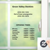 Autocollant Pour Fenêtre Heures d'ouverture du bureau des dentistes (Maison)