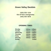 Autocollant Pour Fenêtre Heures d'ouverture du bureau des dentistes (Feuille 3)