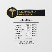 Autocollant Pour Fenêtre Heures d'ouverture du Caducée Médical Professionne (Feuille)