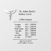 Autocollant Pour Fenêtre Heures d'ouverture du Caducée Médical Propre Blanc (Feuille)