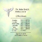 Autocollant Pour Fenêtre Heures d'ouverture du Caducée Médical Propre Blanc (Feuille 3)