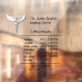 Autocollant Pour Fenêtre Heures d'ouverture du Caducée Médical Propre Blanc (Feuille 2)