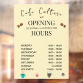 Autocollant Pour Fenêtre Heures d'ouverture du café (Feuille 2)