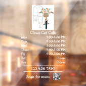 Autocollant Pour Fenêtre Heures d'ouverture du café félin (Feuille 2)