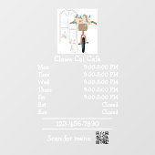 Autocollant Pour Fenêtre Heures d'ouverture du café félin (Feuille)