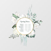 Autocollant Pour Fenêtre Heures d'ouverture du cercle d'or de la verdure d' (Feuille)