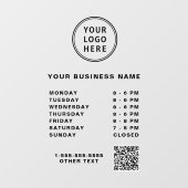 Autocollant Pour Fenêtre Heures d'ouverture du code QR du logo (Feuille)