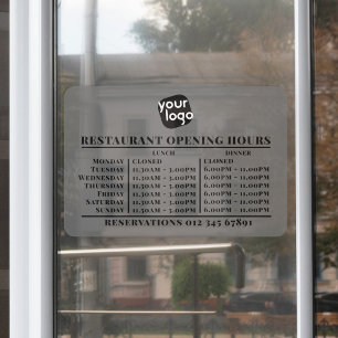 Autocollant Pour Fenêtre Heures d'ouverture du déjeuner et du dîner avec lo