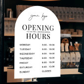 Autocollant Pour Fenêtre Heures d'ouverture du logo d'entreprise à arche bl