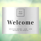 Autocollant Pour Fenêtre Heures d'ouverture du logo d'entreprise argenté (Feuille 3)