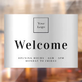 Autocollant Pour Fenêtre Heures d'ouverture du logo d'entreprise argenté (Feuille 2)