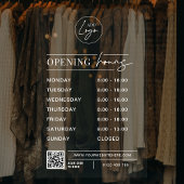 Autocollant Pour Fenêtre Heures d'ouverture du logo d'entreprise Code QR Tr