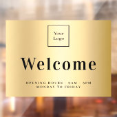 Autocollant Pour Fenêtre Heures d'ouverture du logo d'entreprise Gold (Feuille 2)