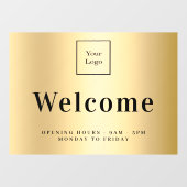 Autocollant Pour Fenêtre Heures d'ouverture du logo d'entreprise Gold (Feuille)