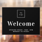 Autocollant Pour Fenêtre Heures d'ouverture du logo d'entreprise noir blanc (Feuille 2)