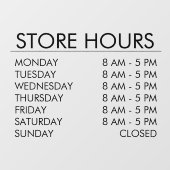 Autocollant Pour Fenêtre Heures d'ouverture du magasin | Affaires Noir (Feuille)