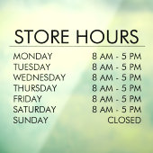 Autocollant Pour Fenêtre Heures d'ouverture du magasin | Affaires Noir (Feuille 3)