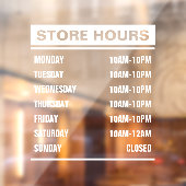 Autocollant Pour Fenêtre Heures d'ouverture du magasin commercial (Feuille 2)