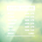 Autocollant Pour Fenêtre Heures d'ouverture du magasin commercial (Feuille 3)