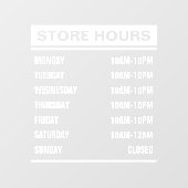 Autocollant Pour Fenêtre Heures d'ouverture du magasin commercial (Feuille)