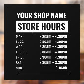 Autocollant Pour Fenêtre Heures d'ouverture du magasin de nom commercial (Feuille 2)