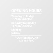 Autocollant Pour Fenêtre Heures d'ouverture du magasin sur 3 rangées Pannea (Feuille)