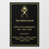 Autocollant Pour Fenêtre Heures d'ouverture du Salon de Beauté Gold Scissor (Feuille)